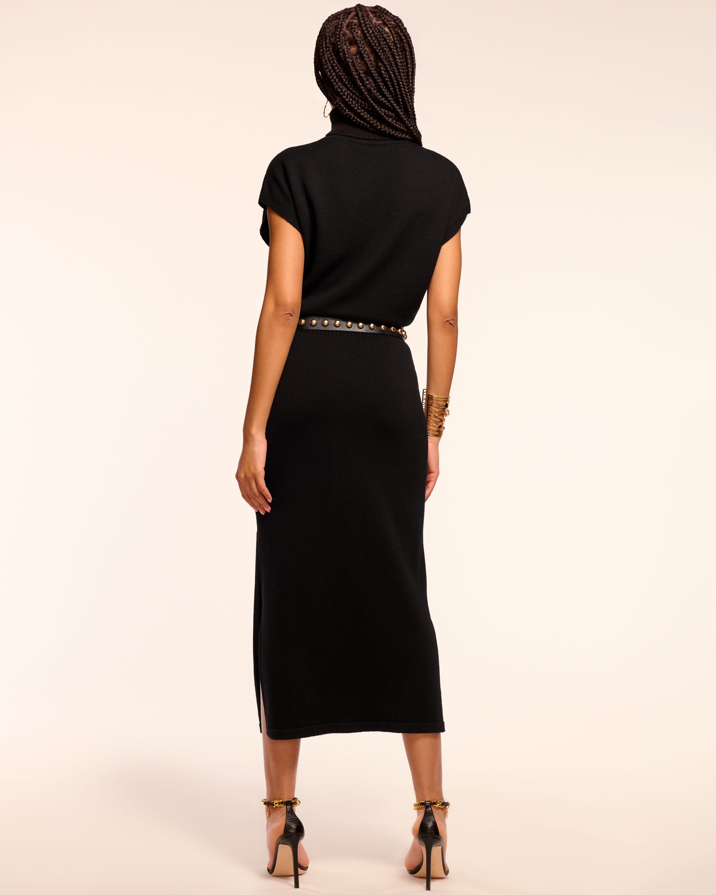 Natalie Merino Turtleneck Midi Dress in black | Ramy Brook