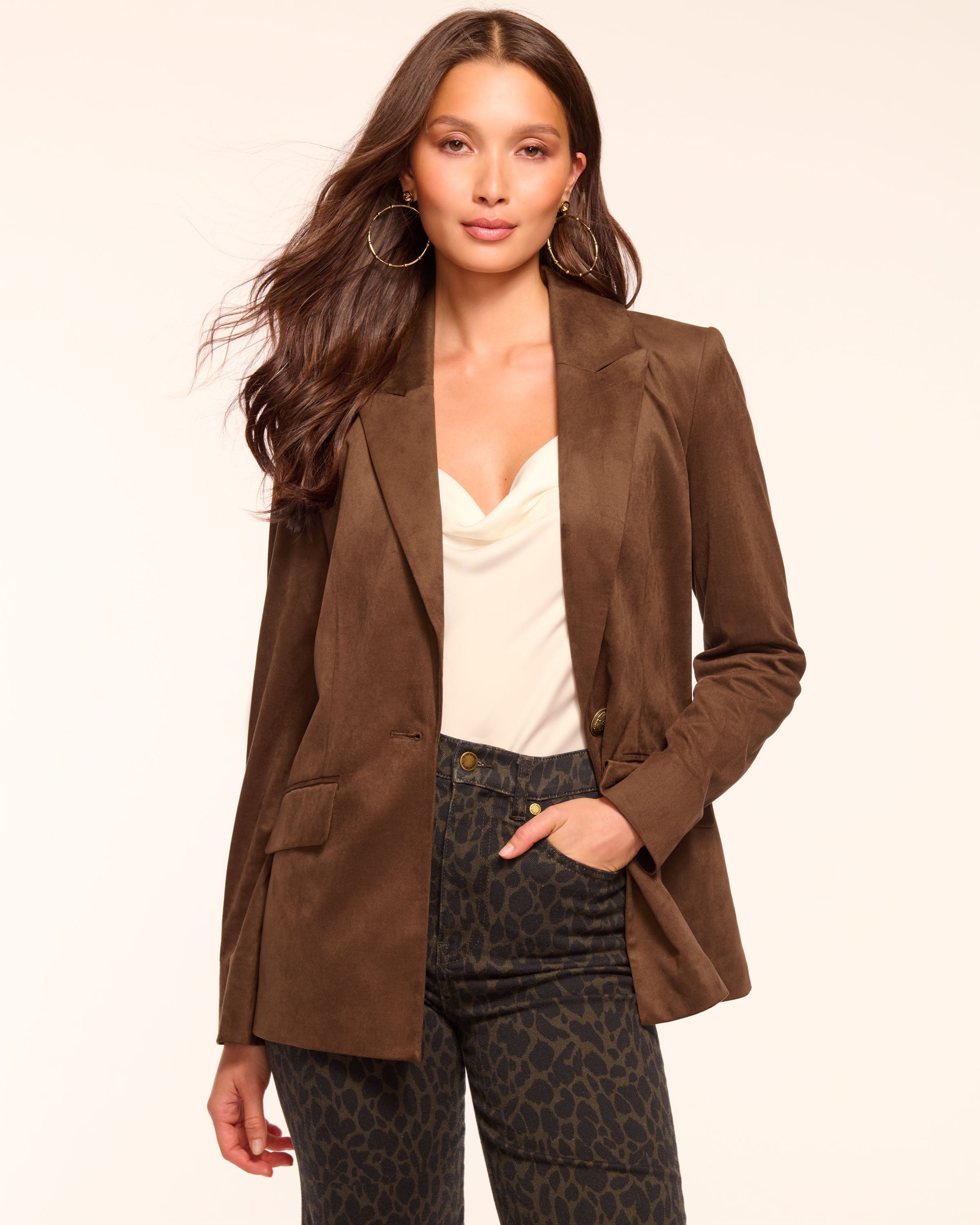 Marilyn Faux Suede Blazer in coffee | Ramy Brook
