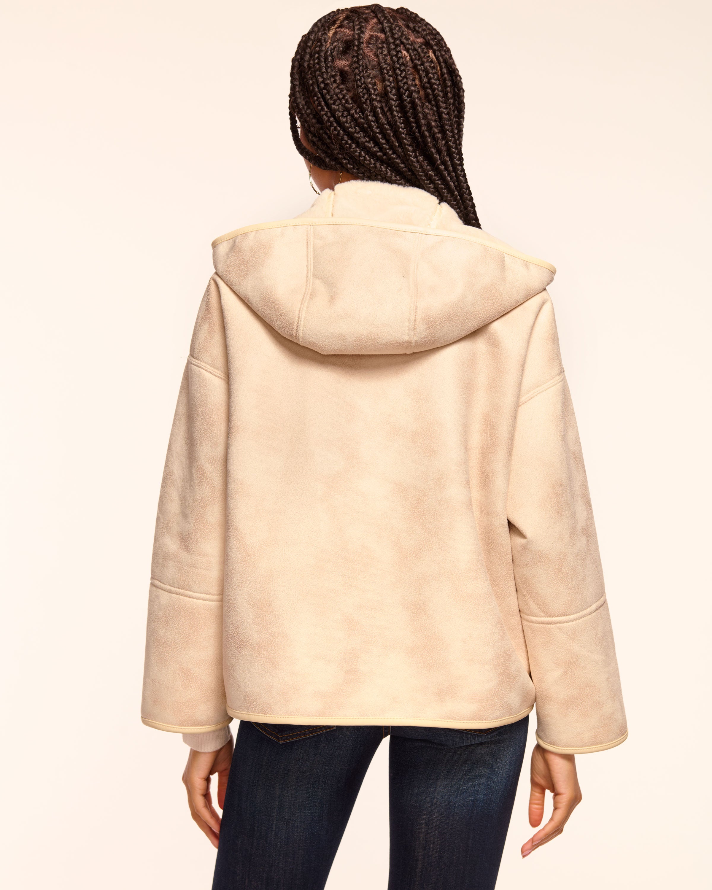 Lucy Faux Fur Coat in bone | Ramy Brook