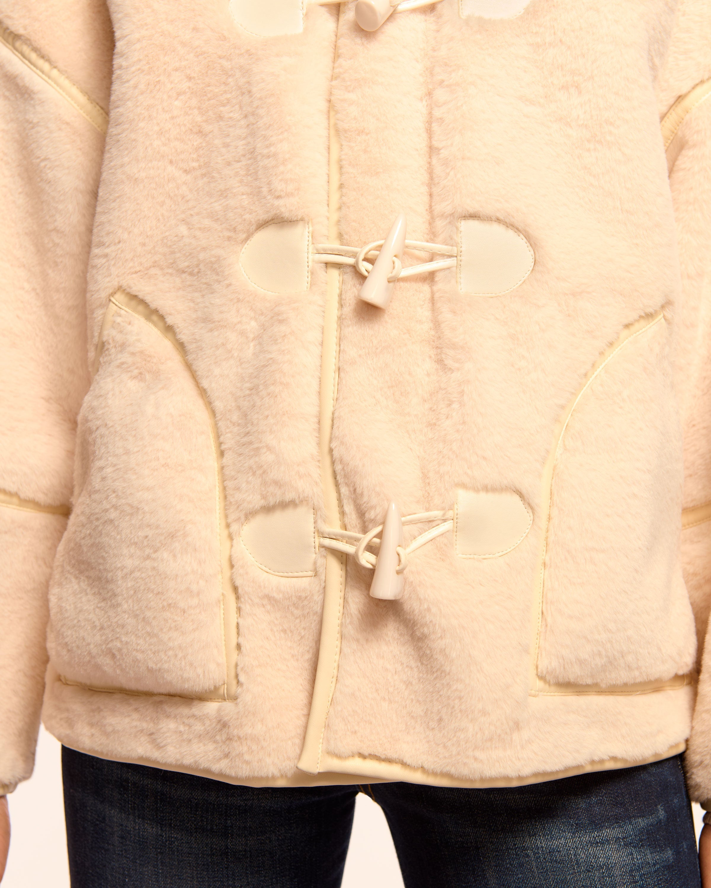 Lucy Faux Fur Coat in bone | Ramy Brook