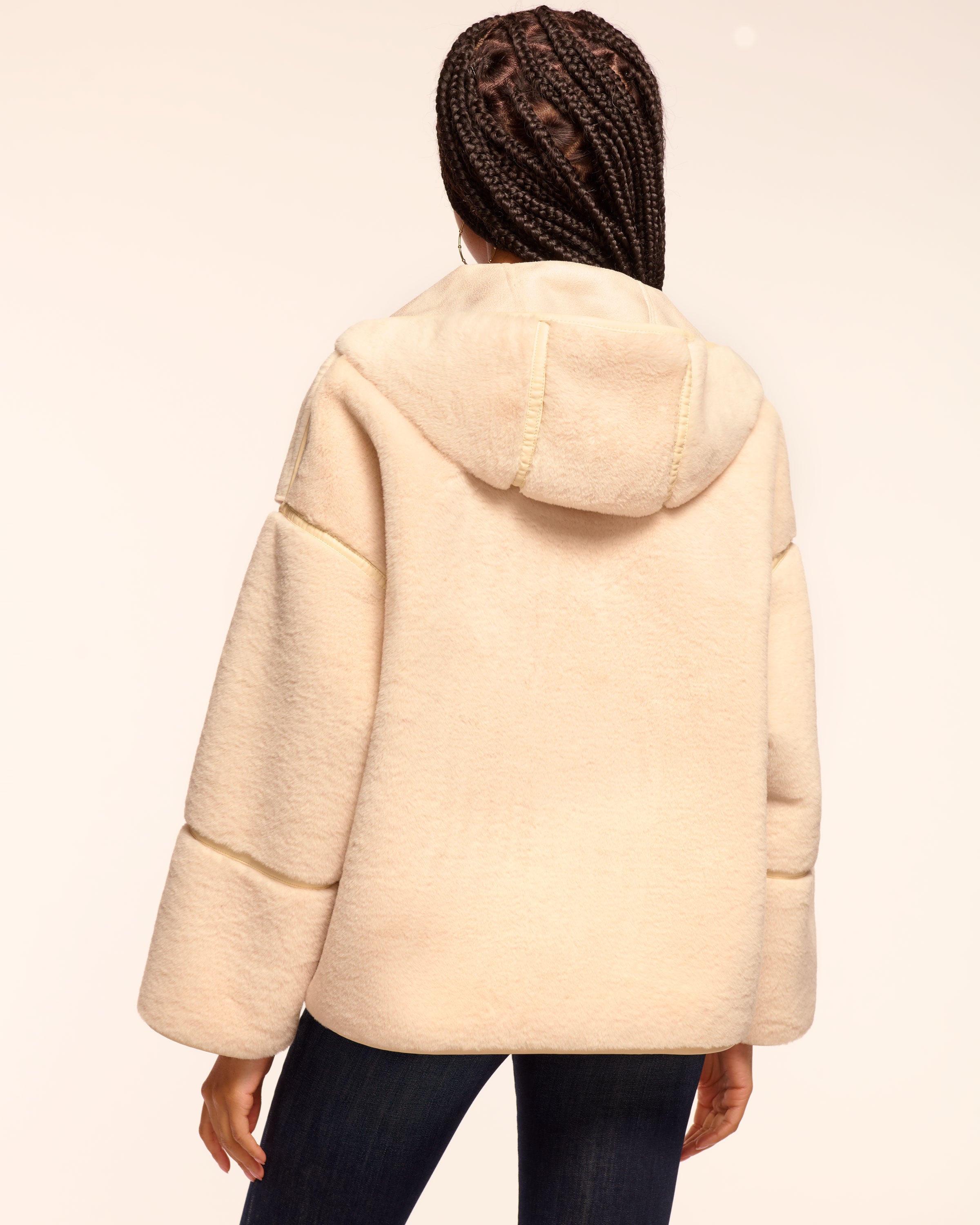 Lucy Faux Fur Coat in bone | Ramy Brook