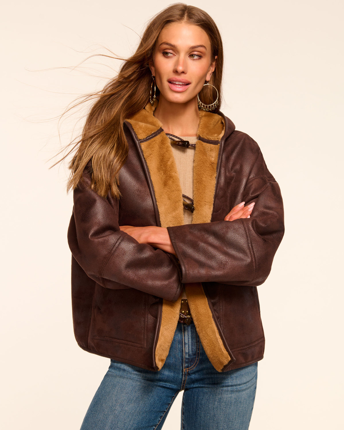 Lucy Faux Fur Coat in bone | Ramy Brook