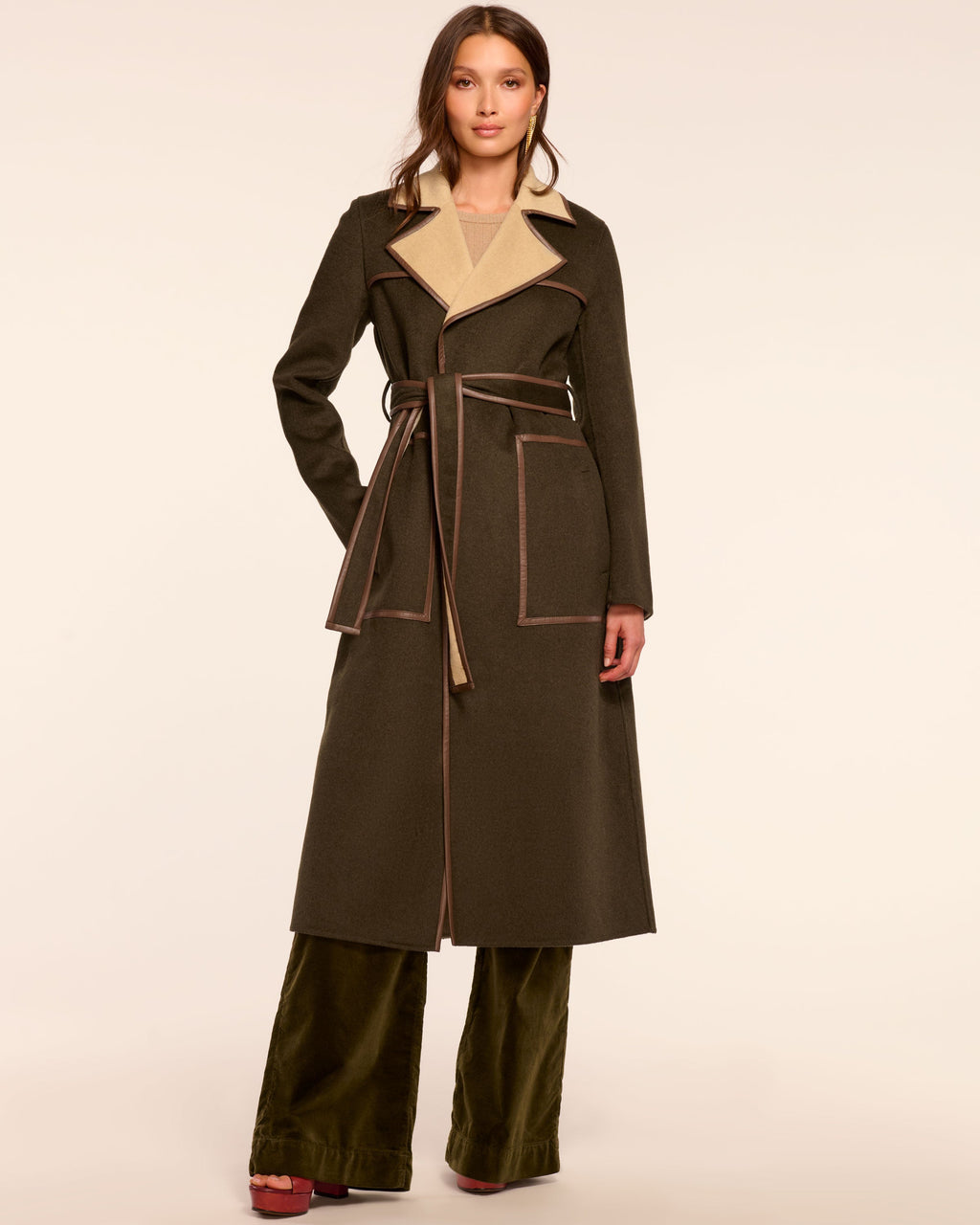fitted lace wedding dress Josie Wool Blend Belted Coat