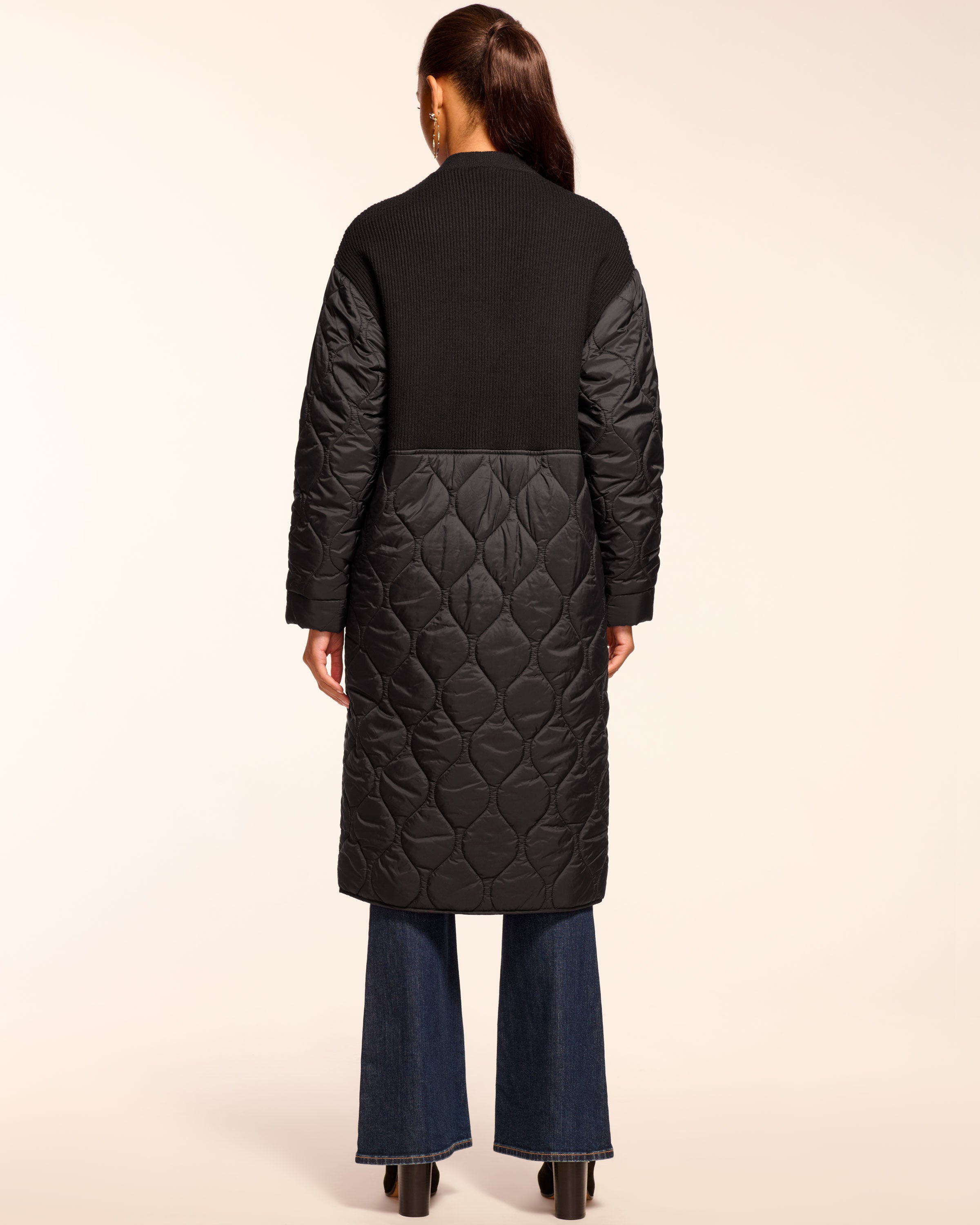 Melanie Combo Puffer Coat in black | Ramy Brook