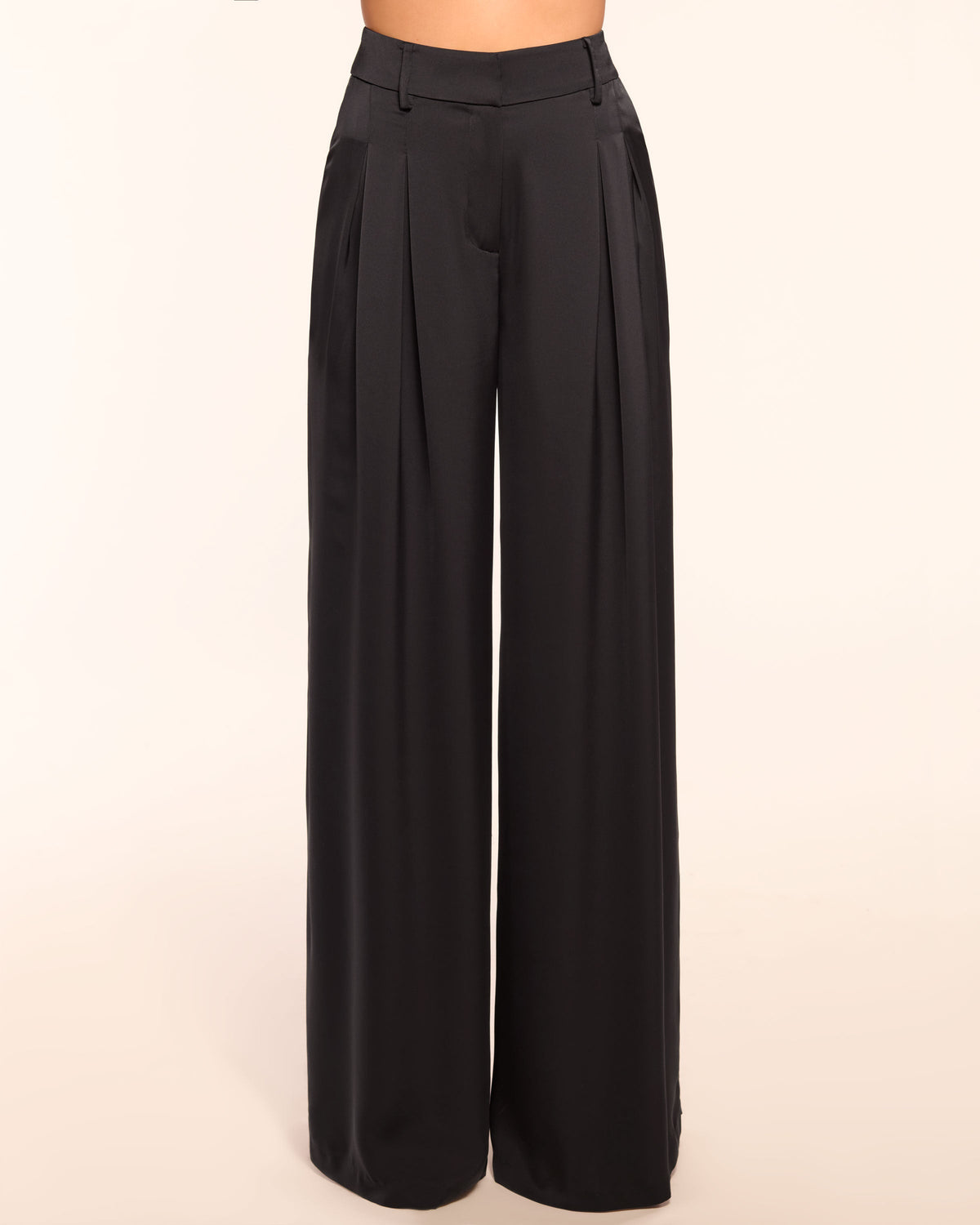 Oscar Pleated Wide Leg Pant in black | Ramy Brook