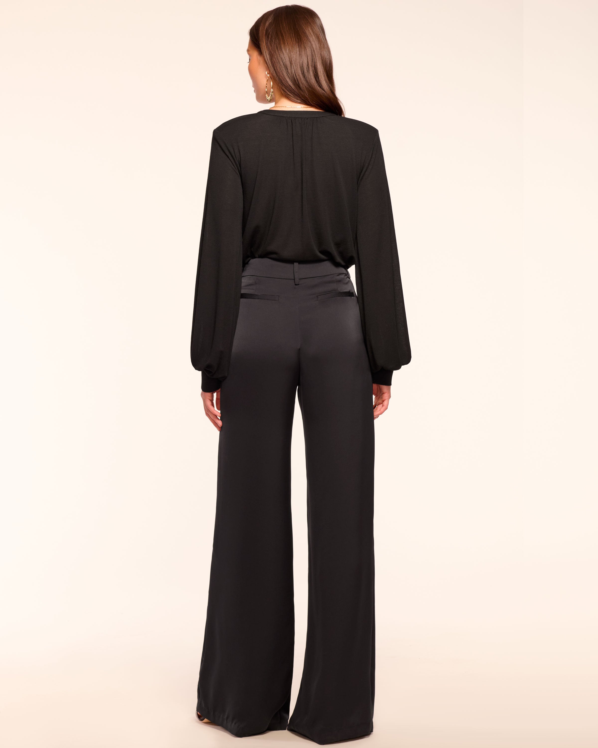 Oscar Pleated Wide Leg Pant in black | Ramy Brook