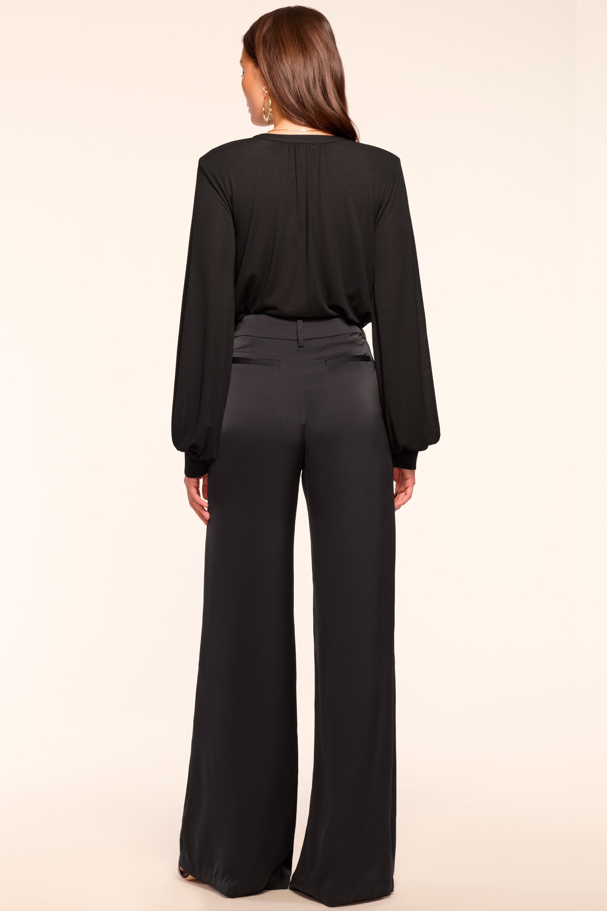 Oscar Pleated Wide Leg Pant in black | Ramy Brook