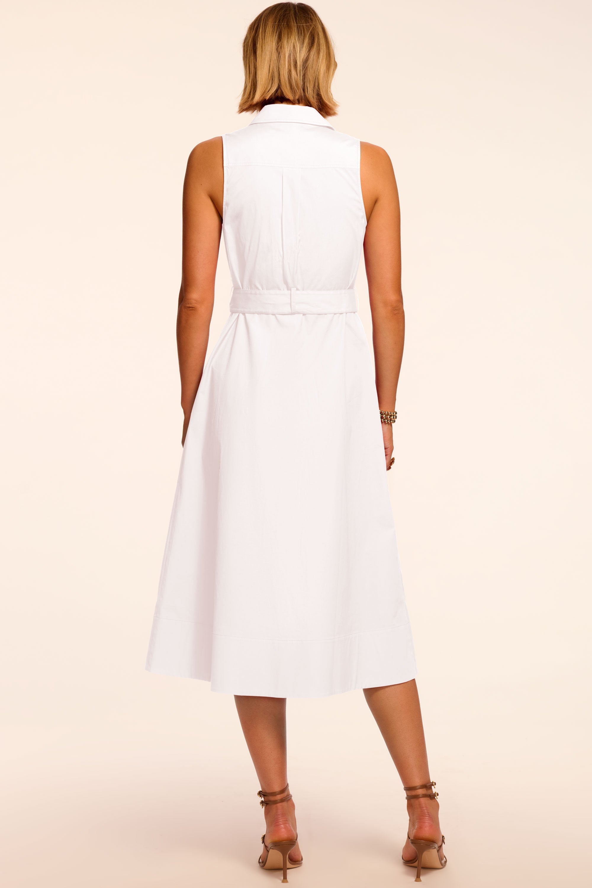 Darcey Cotton Poplin Sleeveless Midi Dress in white | Ramy Brook