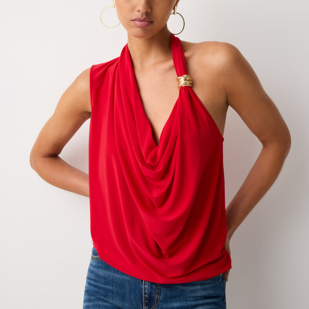 Aleah Embellished Jersey Top in ruby | Ramy Brook