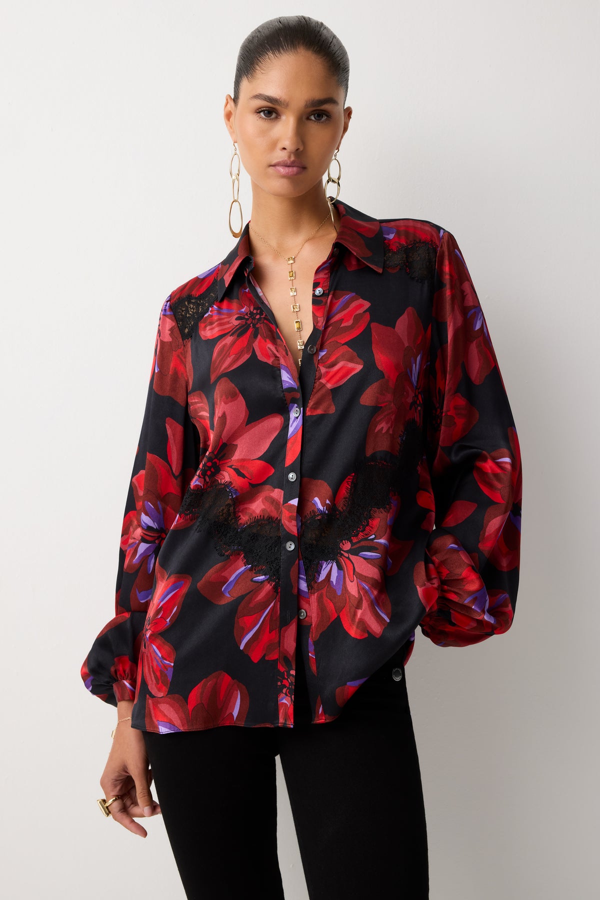 Franki Printed Button Down Top view 1
