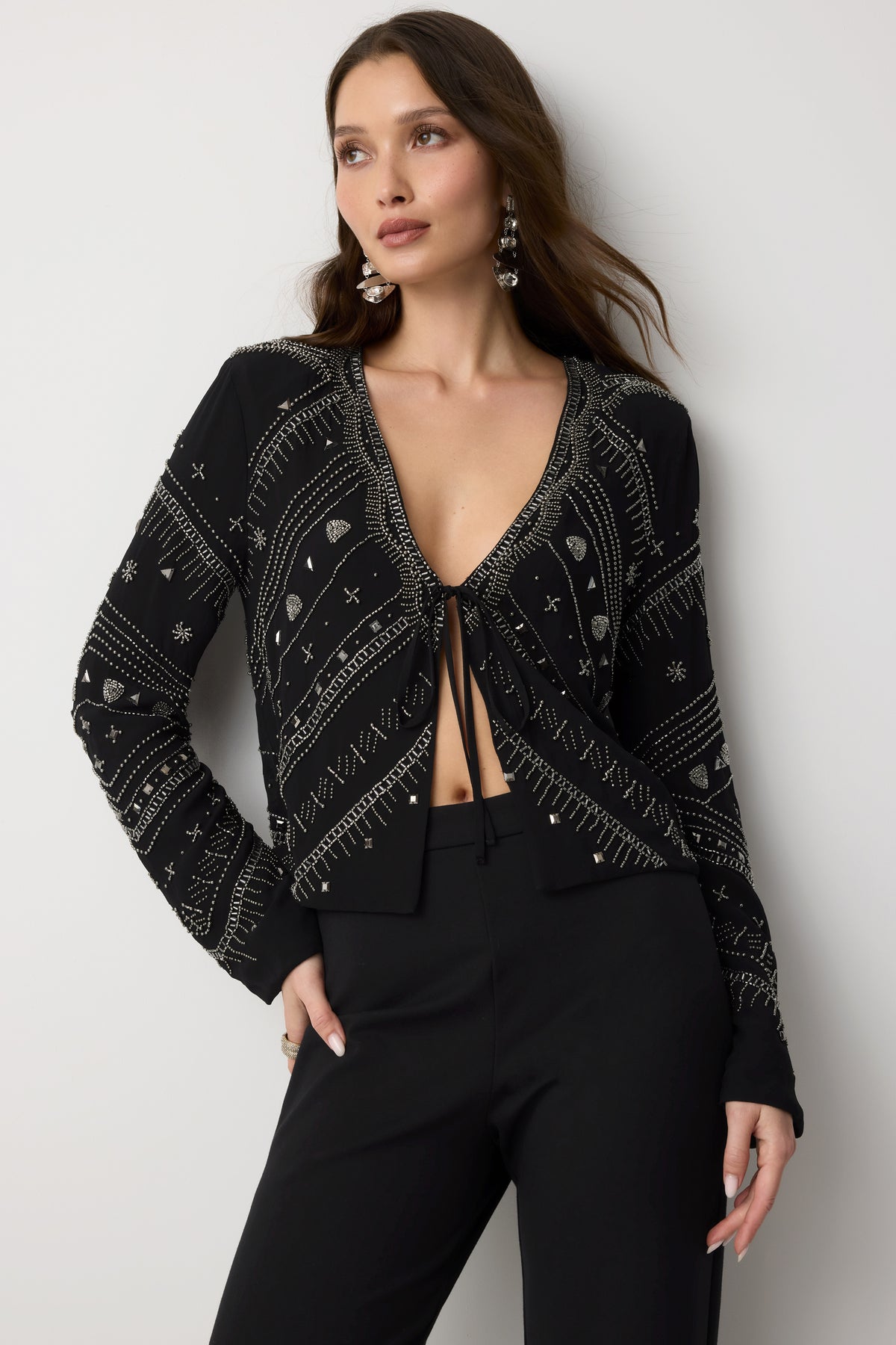 Andreas Beaded Tie Front Top view 1
