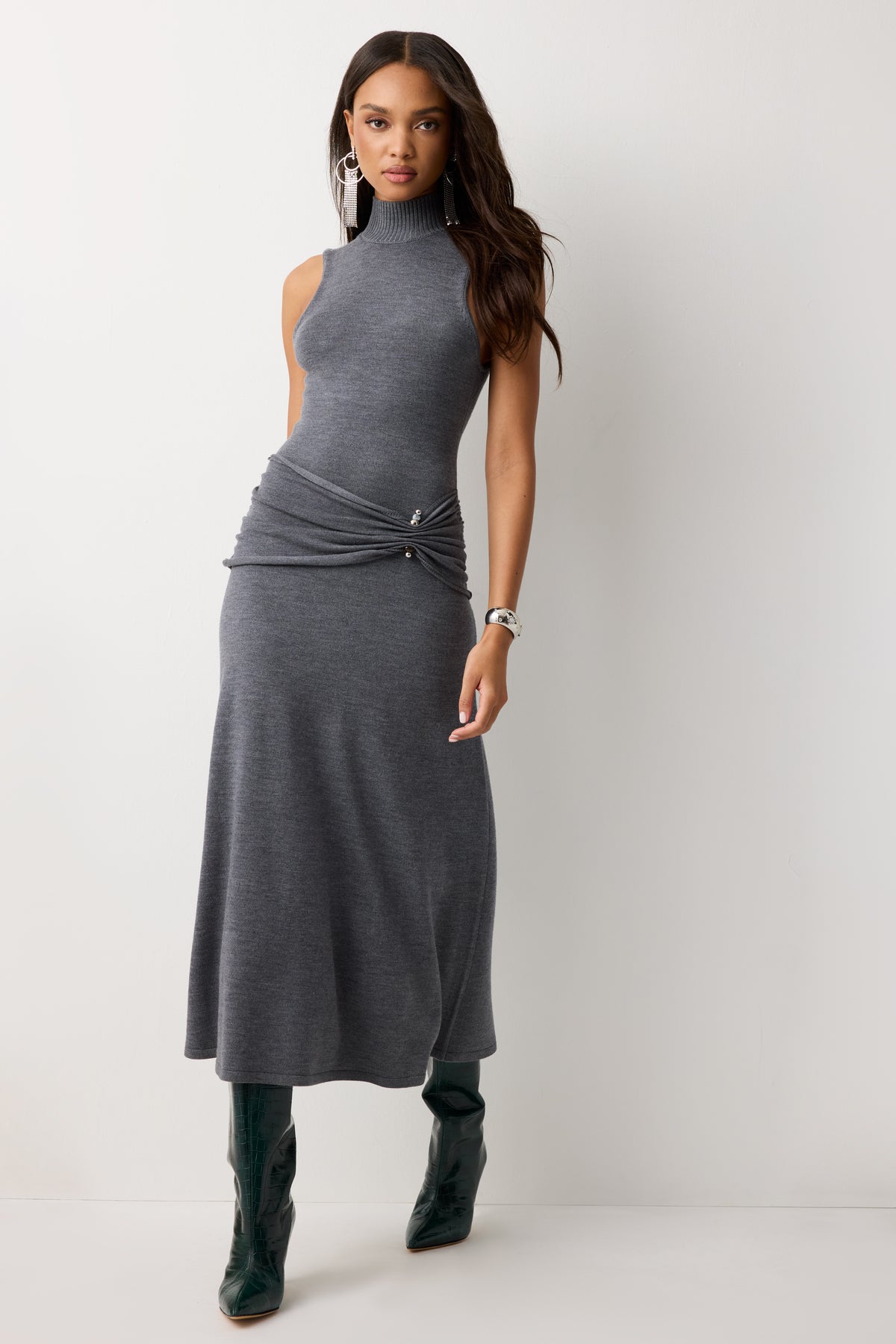 Jordana Embellished Merino Midi Dress view 1