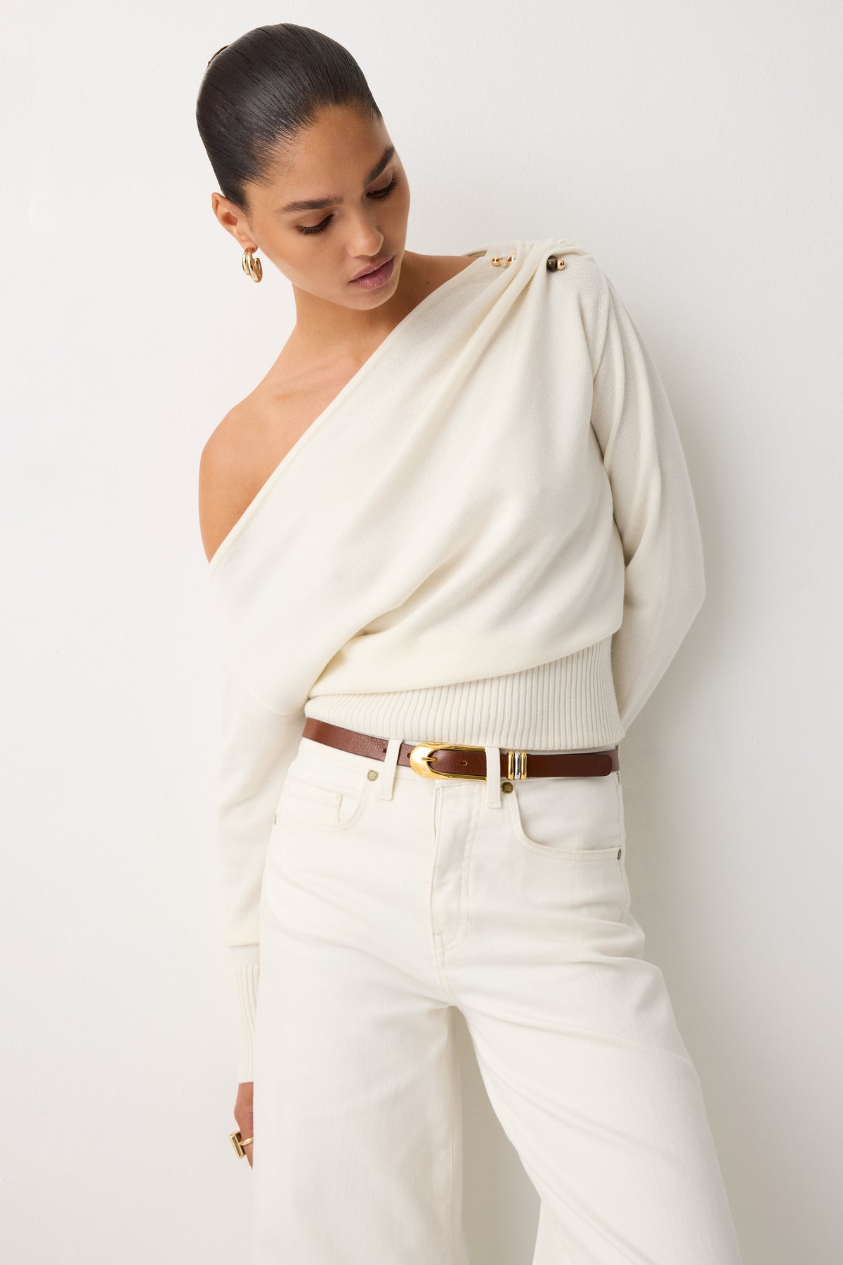 Lolla Embellished Knit One Shoulder Sweater view 1