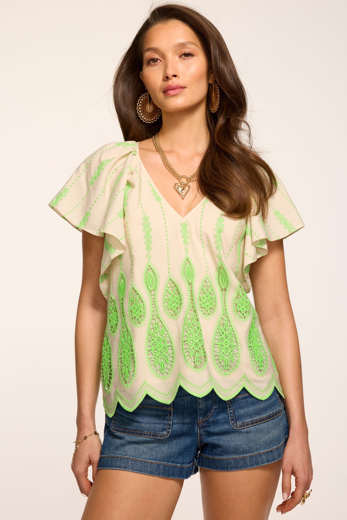 Bettie Embroidered Short Sleeve Top view 1