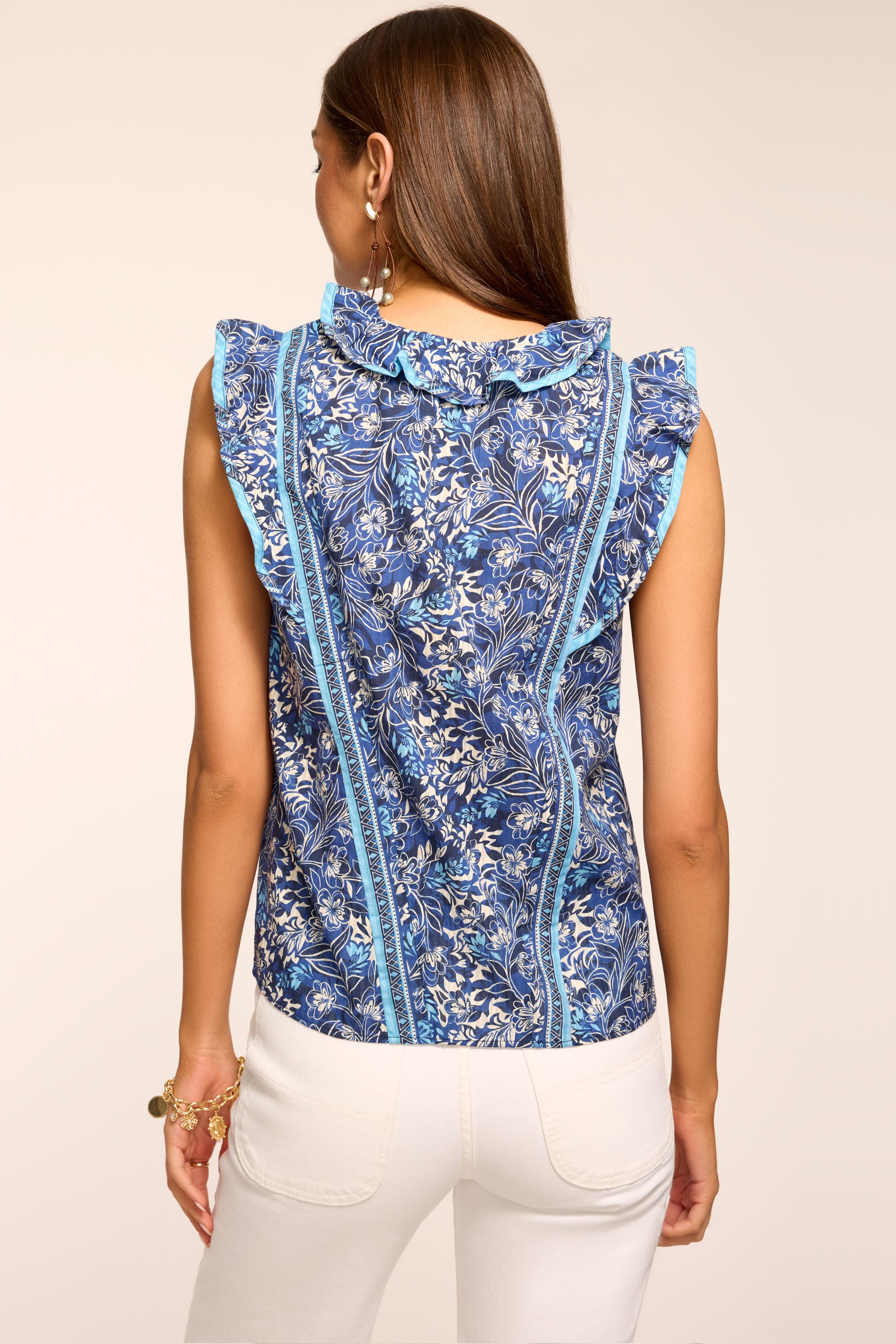 print Moto BLUEMARBLE トップス vneck 【公式通販】 sleeveles vneck print Moto BLUEMARBLE sleeveles トップス