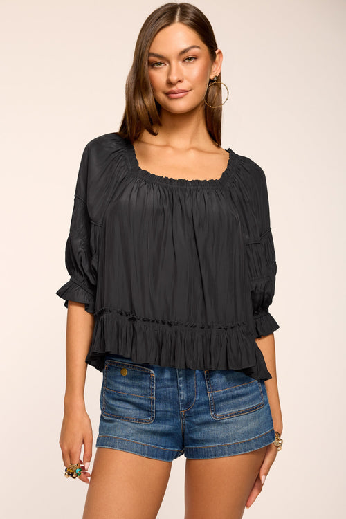 Natasha Ruched Square Neck Blouse view 1