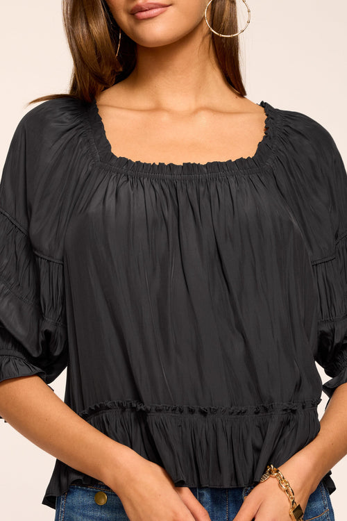 Natasha Ruched Square Neck Blouse view 2