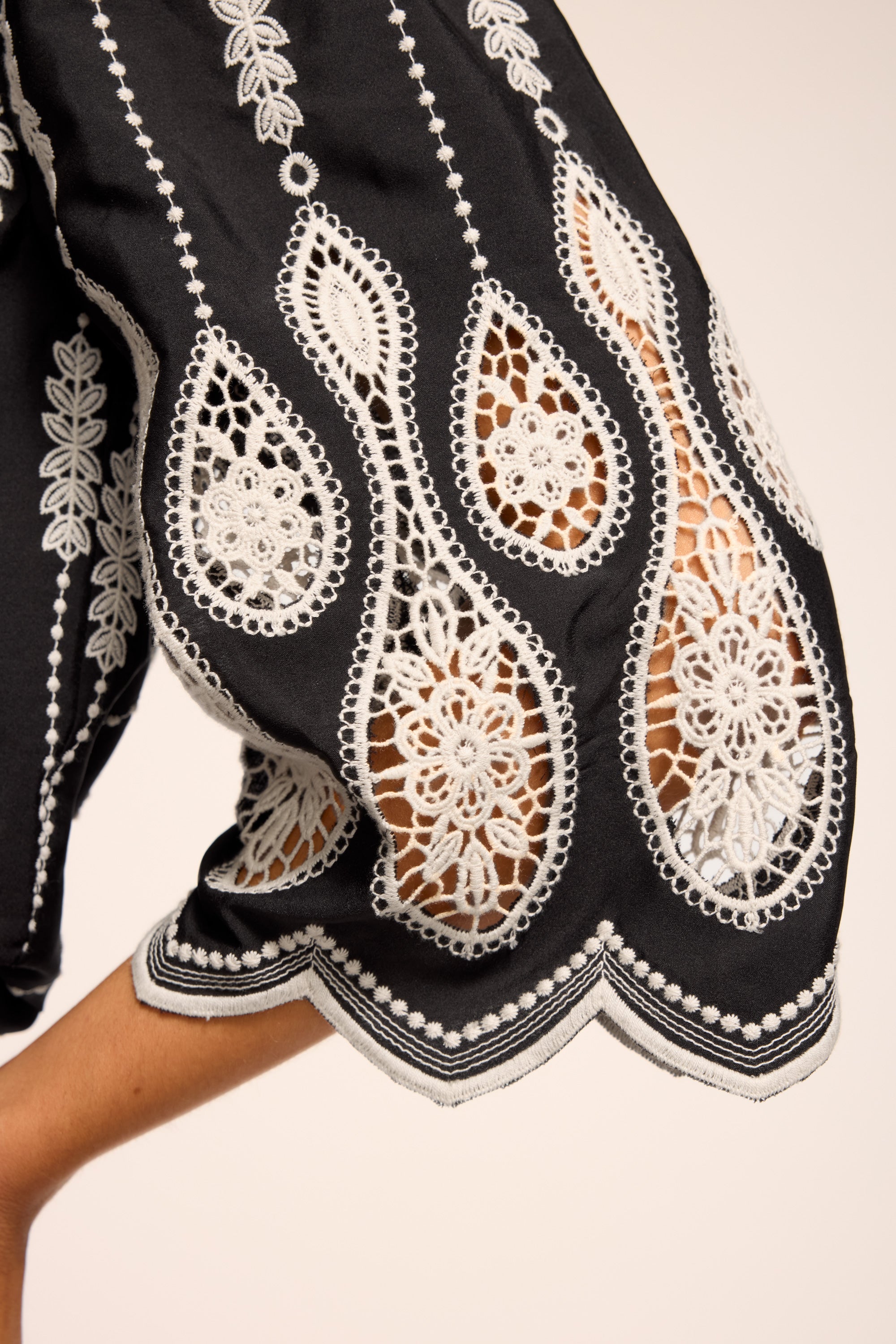 Rubie Embroidered Off-The-Shoulder Top in black lace | Ramy Brook