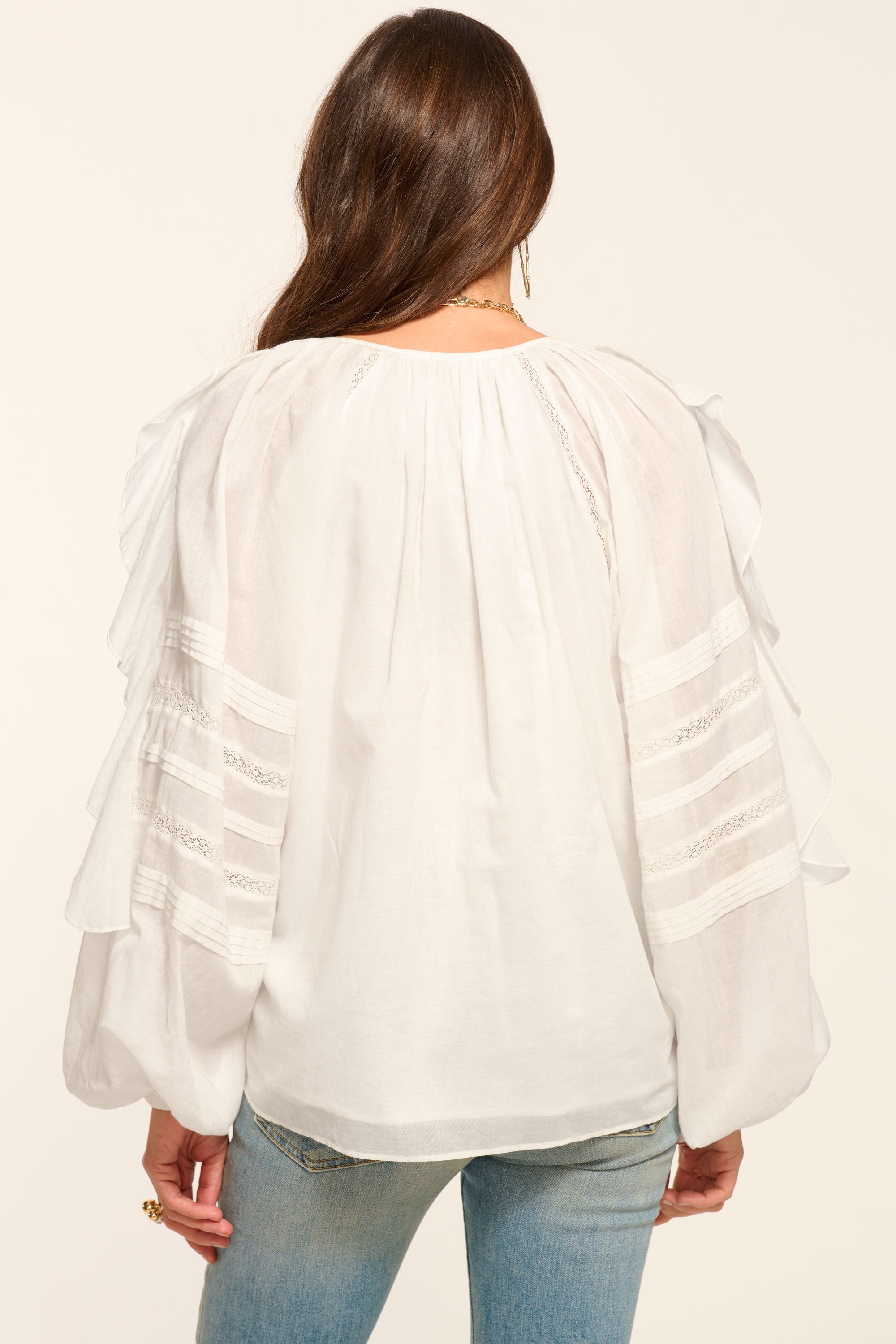 Tamara Cotton Voile Long Sleeve Blouse in white | Ramy Brook