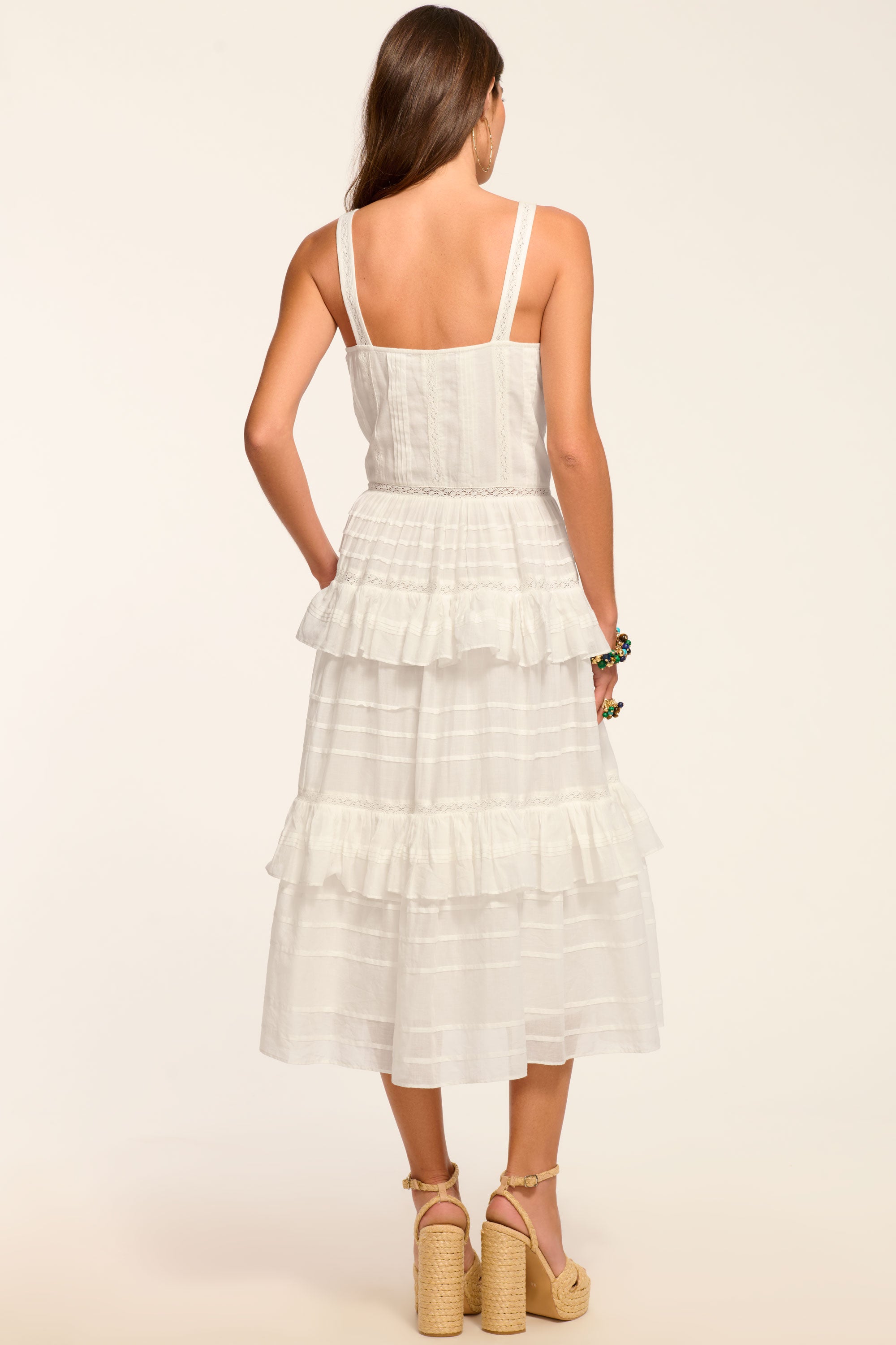 Daria Embroidered Voile Midi Dress in white | Ramy Brook