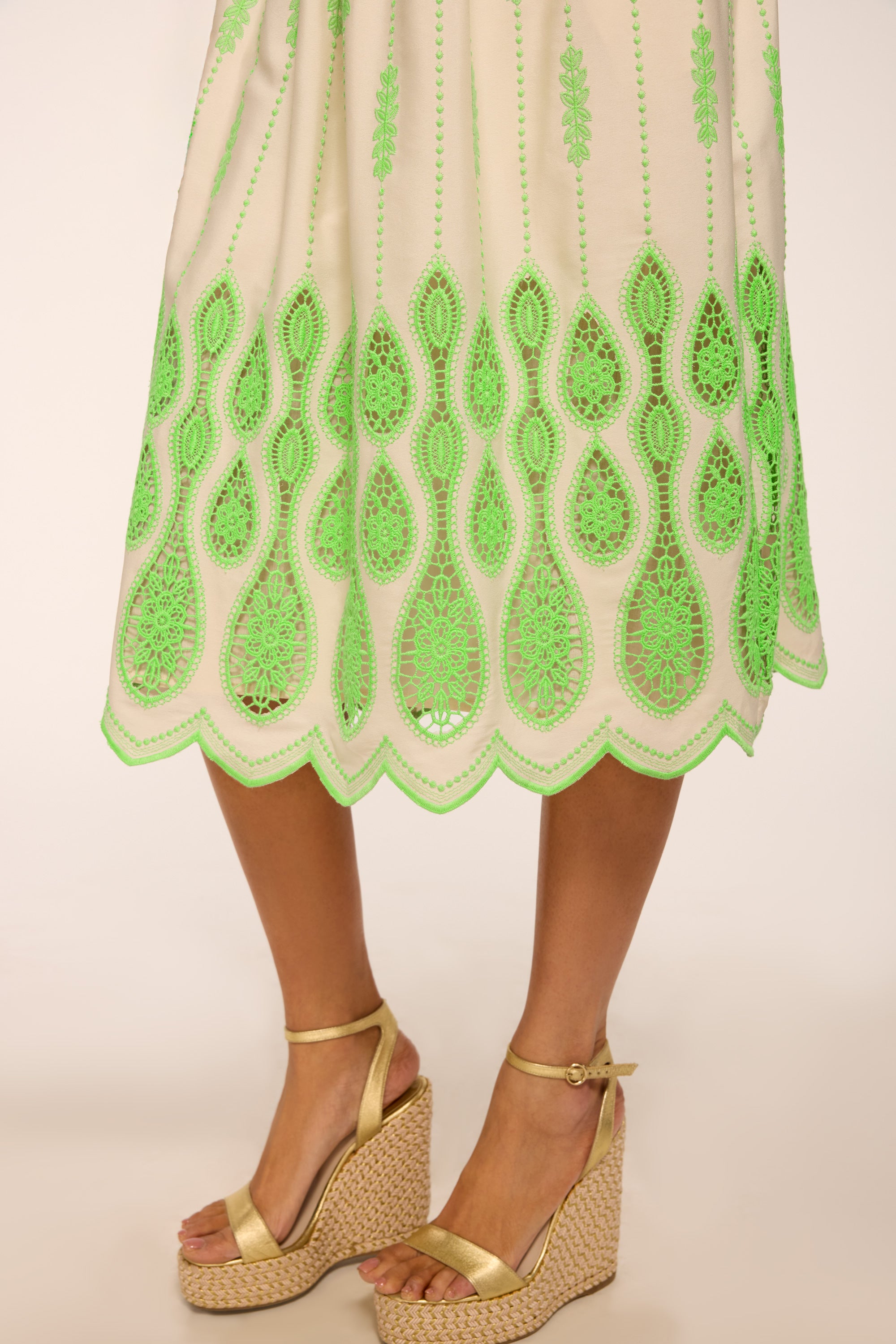 Sandra Embroidered Midi Dress in lime lace | Ramy Brook