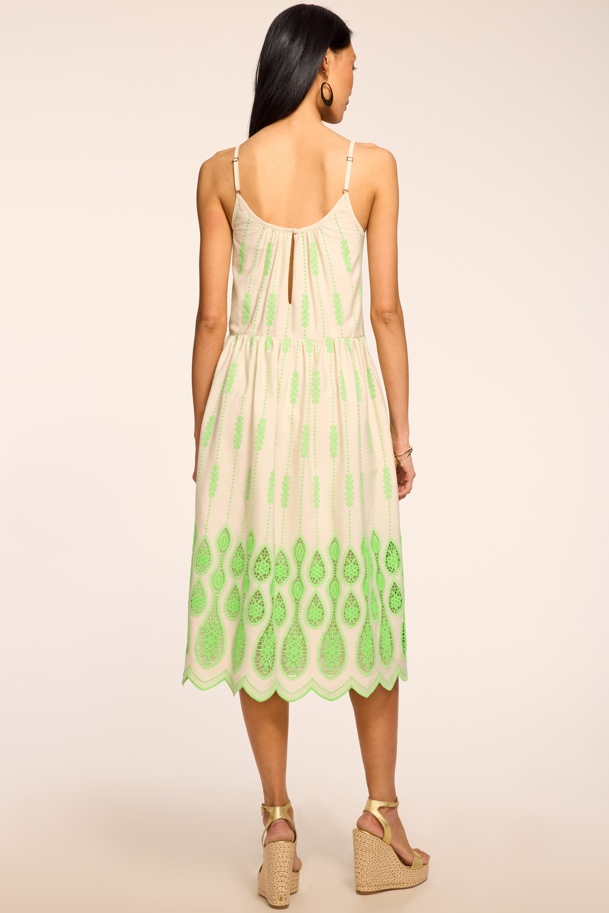 Sandra Embroidered Midi Dress in lime lace | Ramy Brook