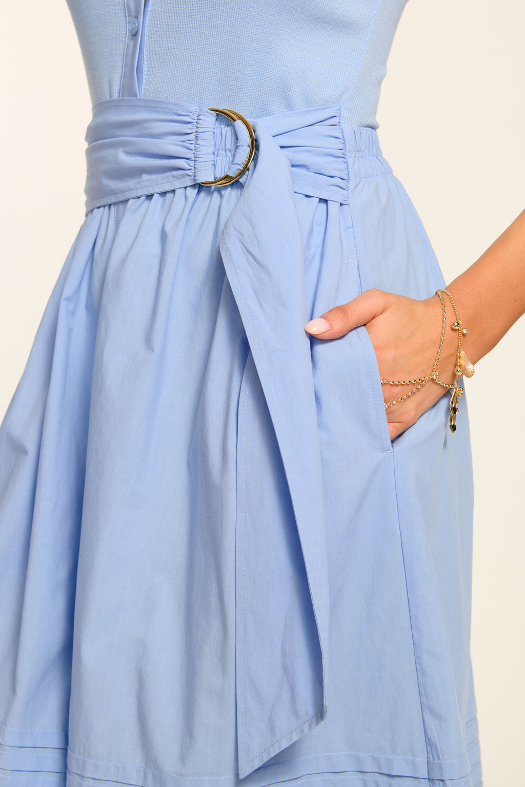 Odessa Cotton Knit Combo Midi Dress in bazaar blue