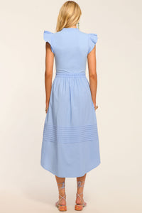 Odessa Cotton Knit Combo Midi Dress in bazaar blue