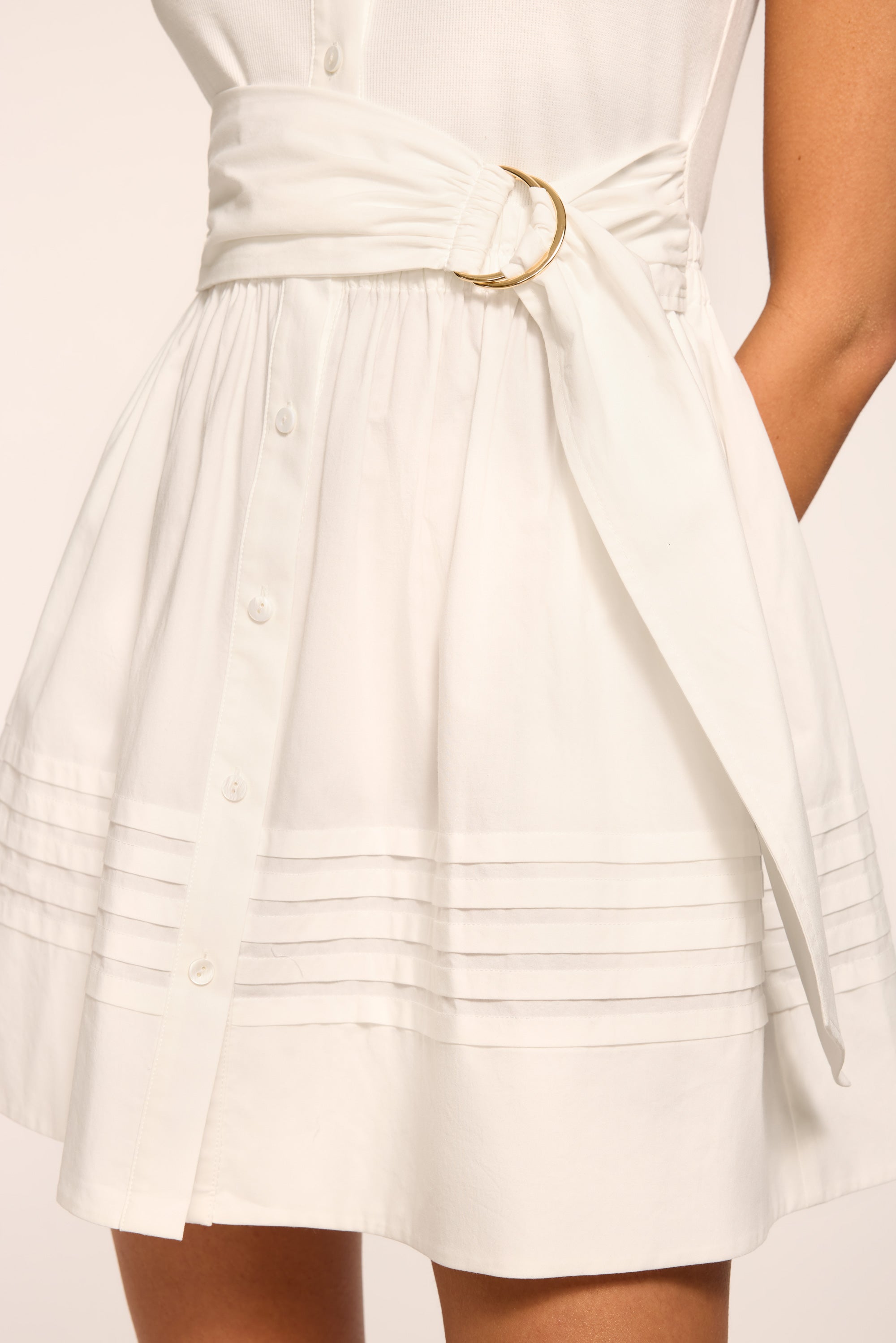 Orla Cotton Knit Combo Mini Dress in ivory | Ramy Brook