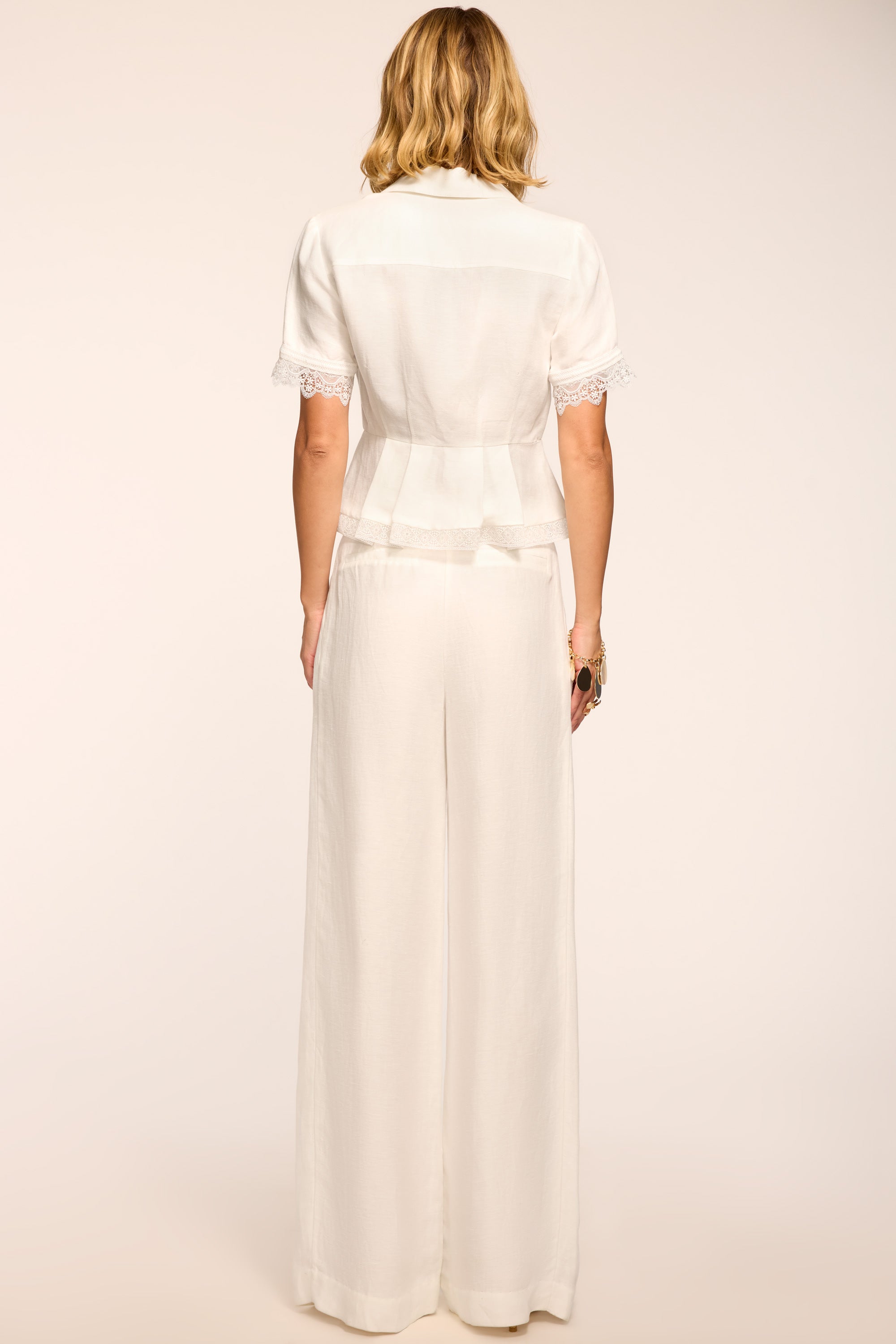 Oscar Textured Linen Pant in white linen | Ramy Brook