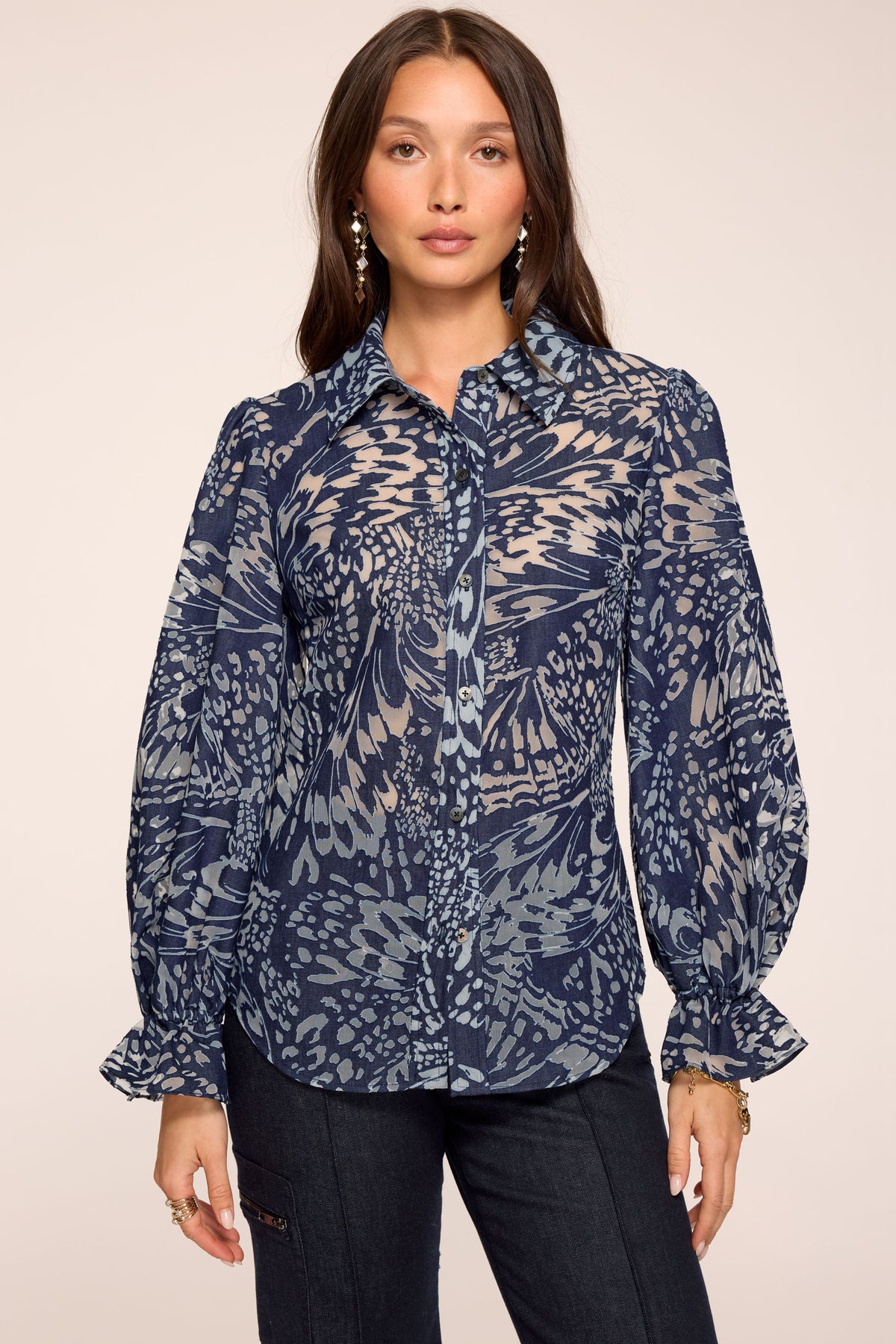 Joy Printed Long Sleeve Blouse view 1