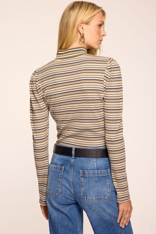 Yvonne Striped Knit Mock Neck Top view 3