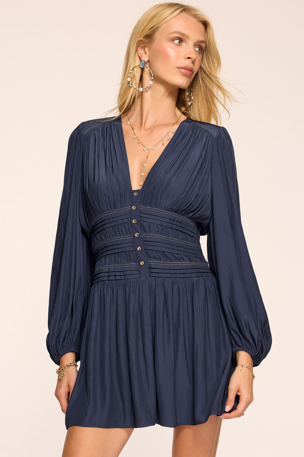 Jules Long Sleeve Mini Dress in navy
