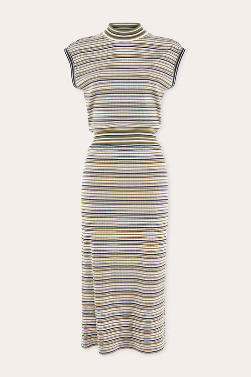 Natalie Striped Mock Neck Midi Dress view 7