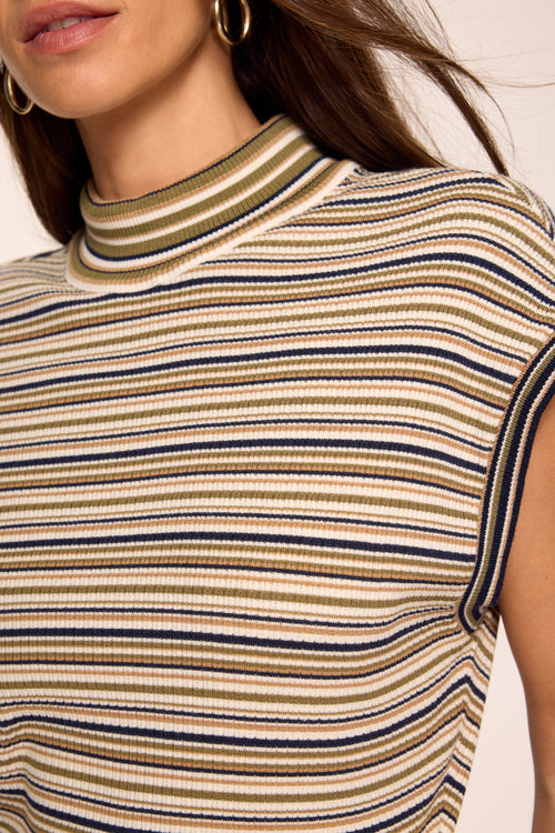 Natalie Striped Mock Neck Midi Dress view 3
