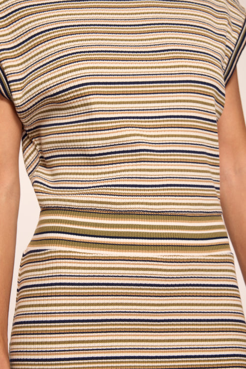 Natalie Striped Mock Neck Midi Dress view 4
