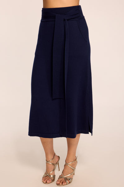 Abby Knit Midi Wrap Skirt in navy | Ramy Brook