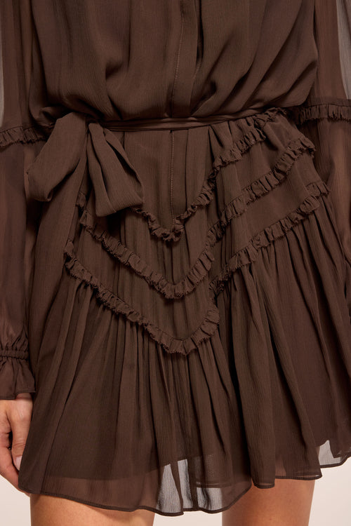 Maya Silk Ruffled Long Sleeve Dress view 3