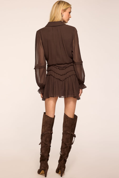 Maya Silk Ruffled Long Sleeve Dress view 2