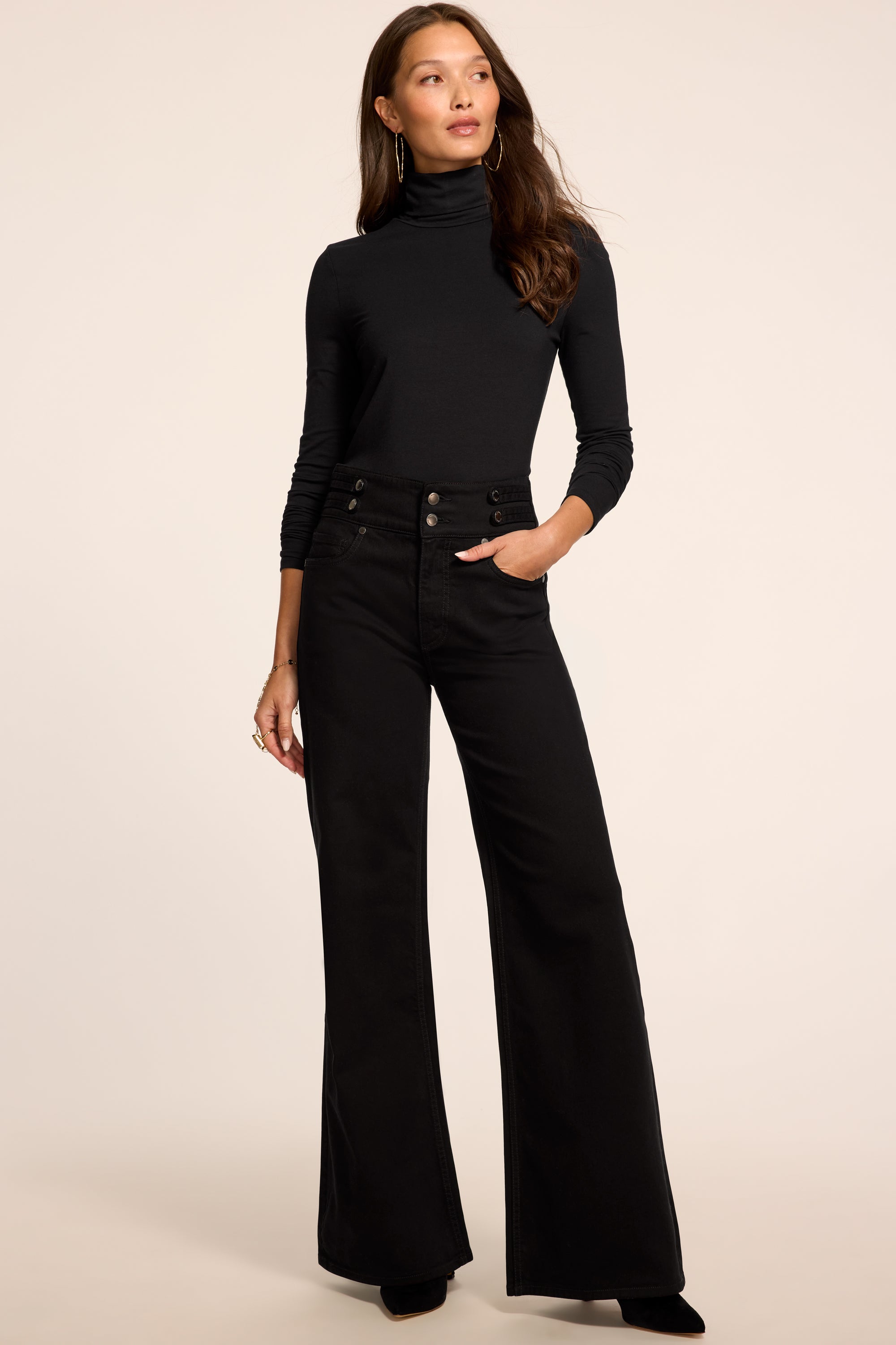 Liv High-Rise Wide Leg Jean in black | Ramy Brook
