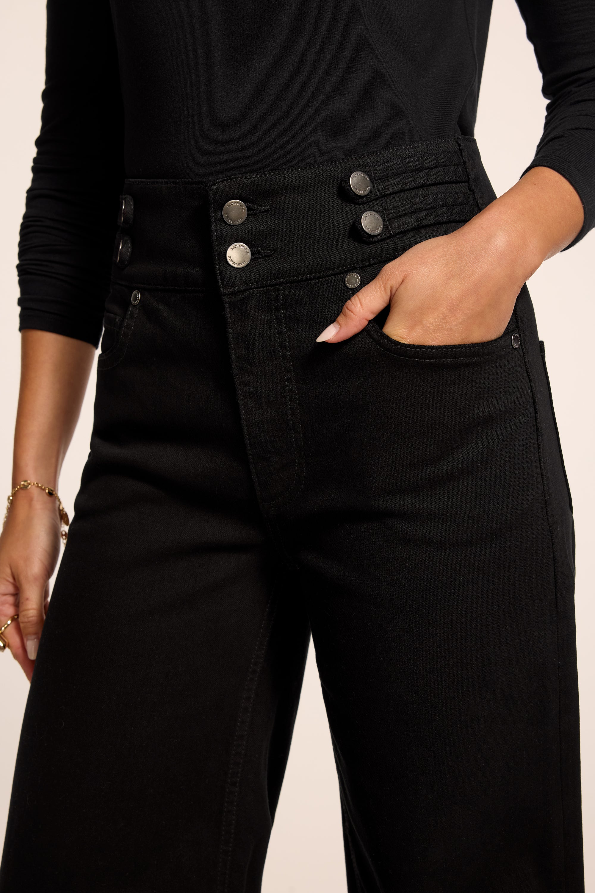 Liv High-Rise Wide Leg Jean in black | Ramy Brook