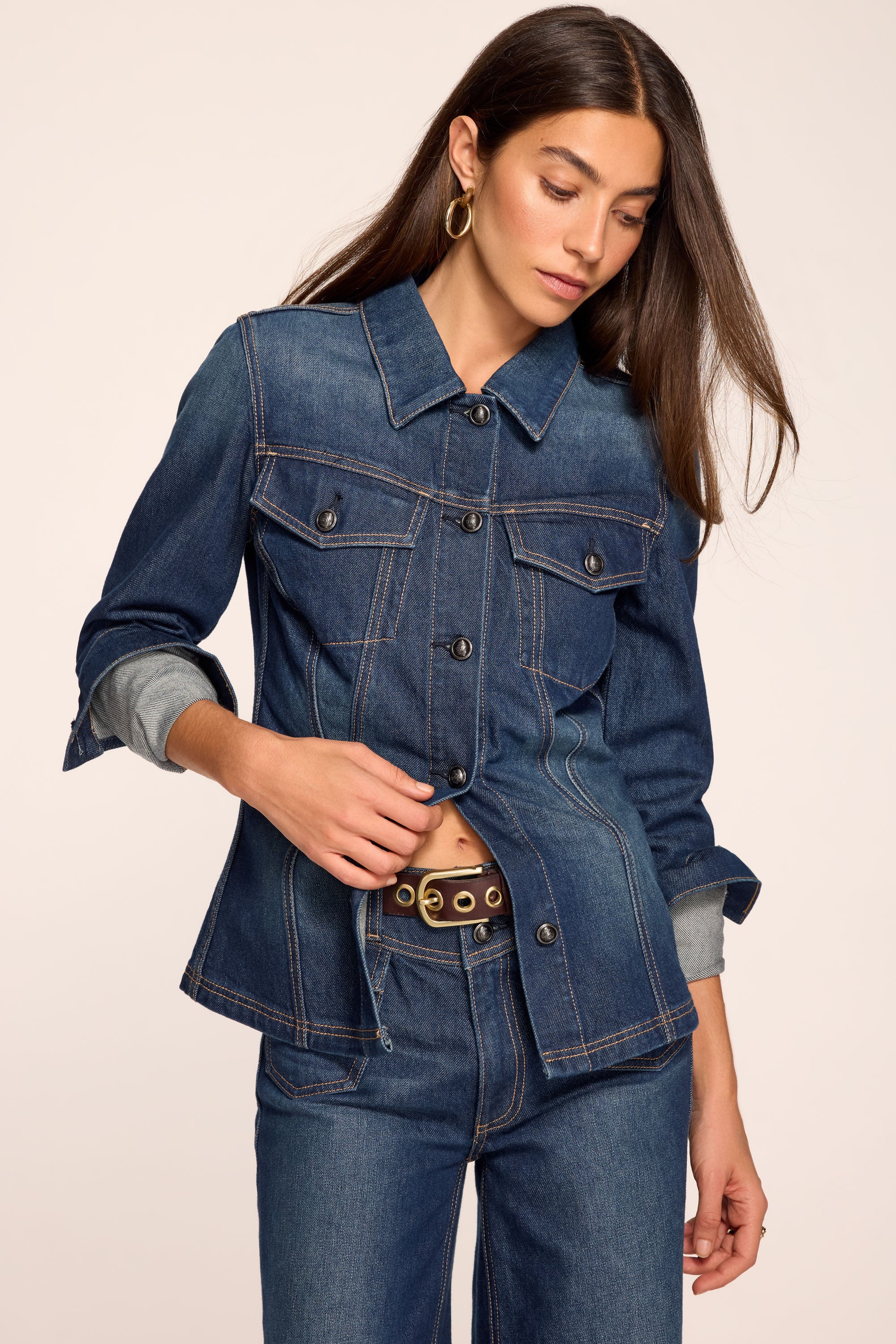 Dani Fitted Denim Jacket in dark fade | Ramy Brook