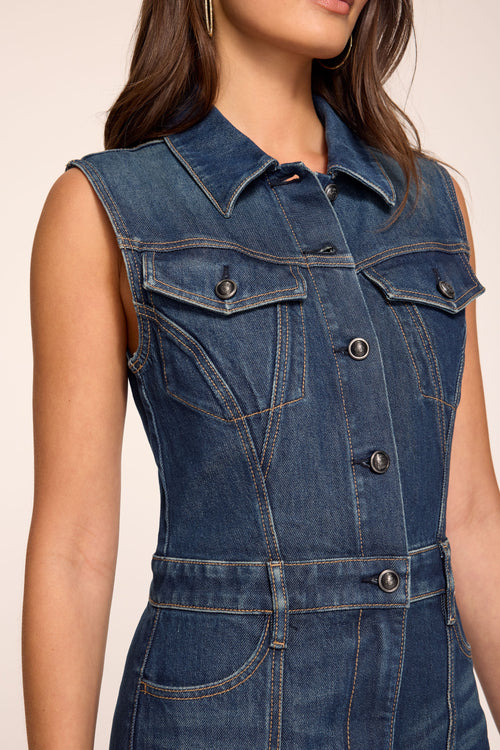 Jessie Sleeveless Denim Cropped Jumpsuit view 3