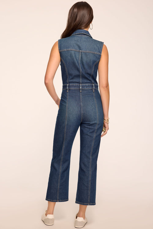 Jessie Sleeveless Denim Cropped Jumpsuit view 4