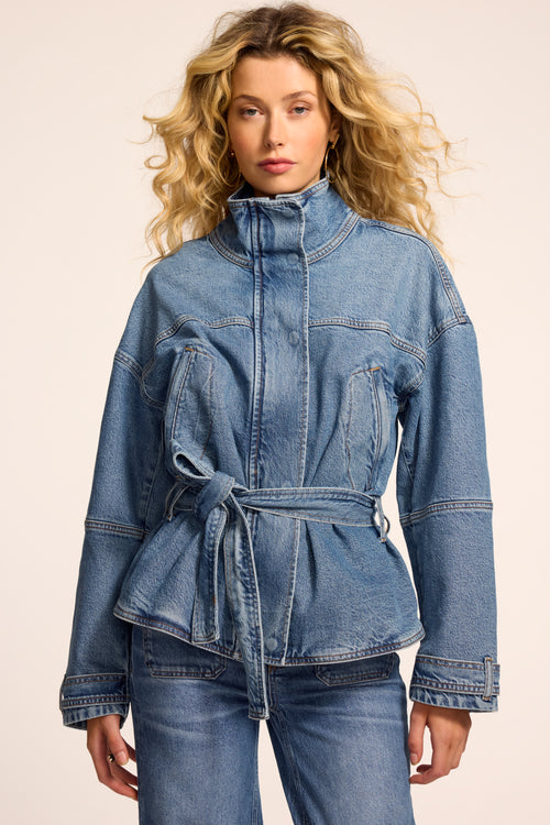 Robin Denim Funnel Neck Jacket view 1