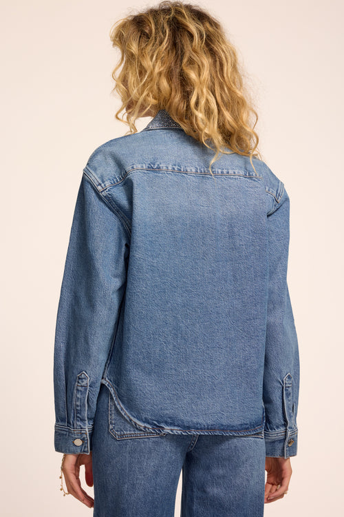 Alison Embellished Denim Button Down Top view 5