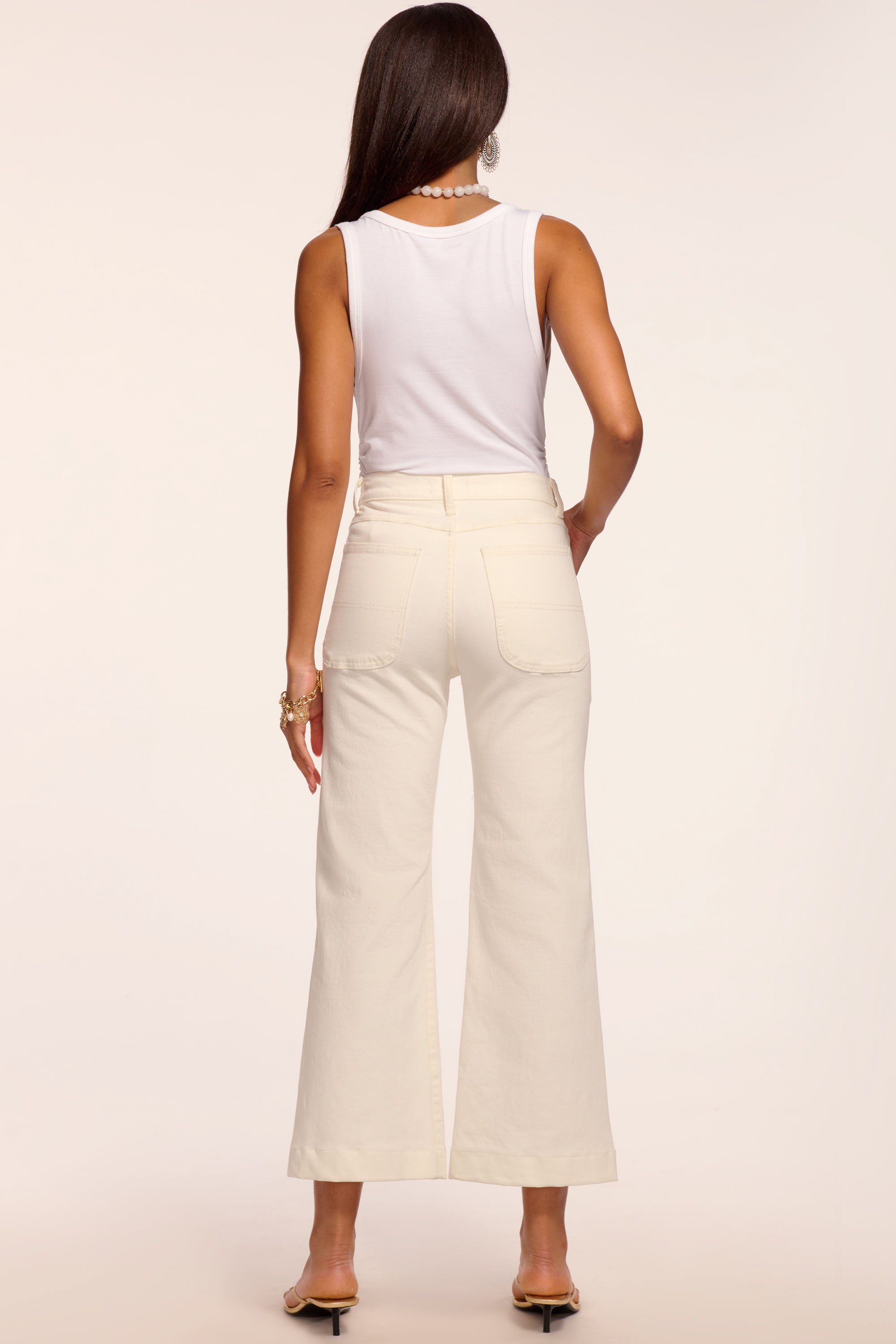 Clifford Cropped Wide Leg Jean in white | Ramy Brook