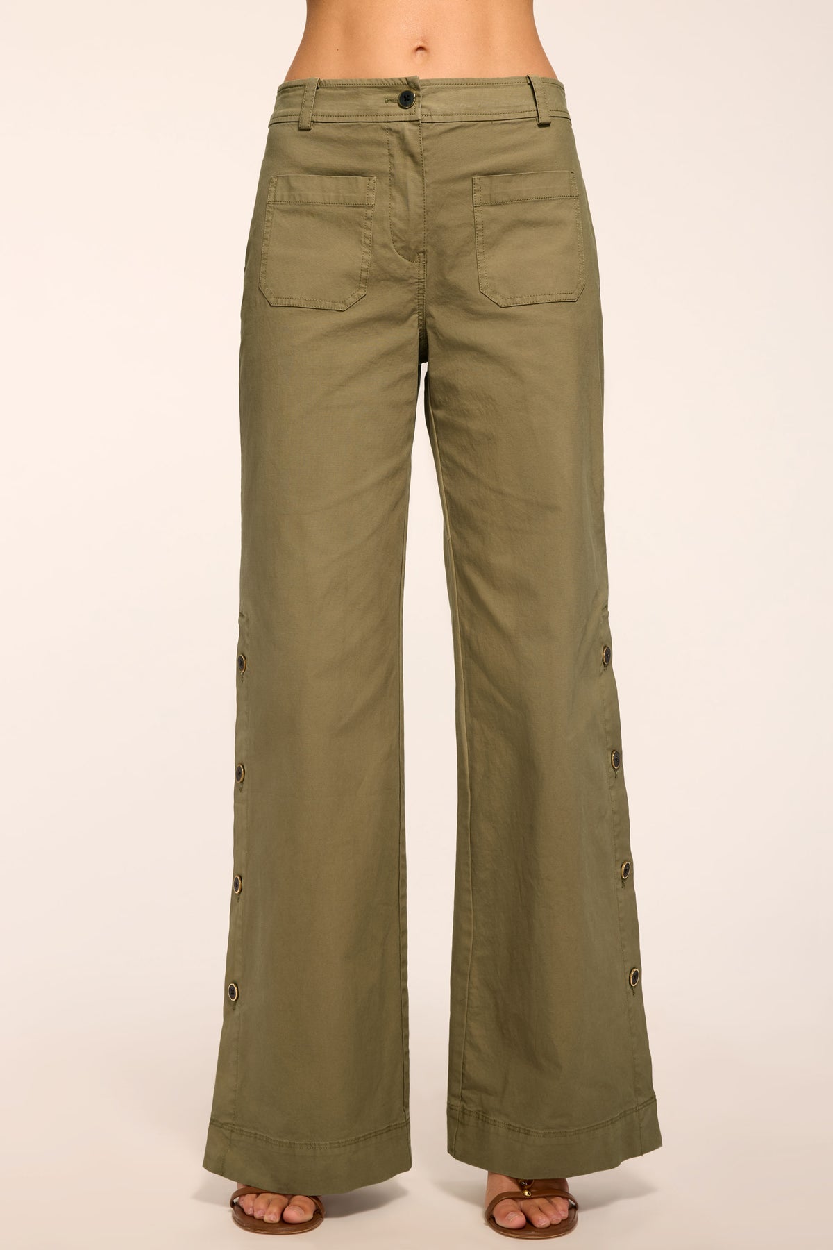 Giselle Canvas Wide Leg Pant in safari green | Ramy Brook