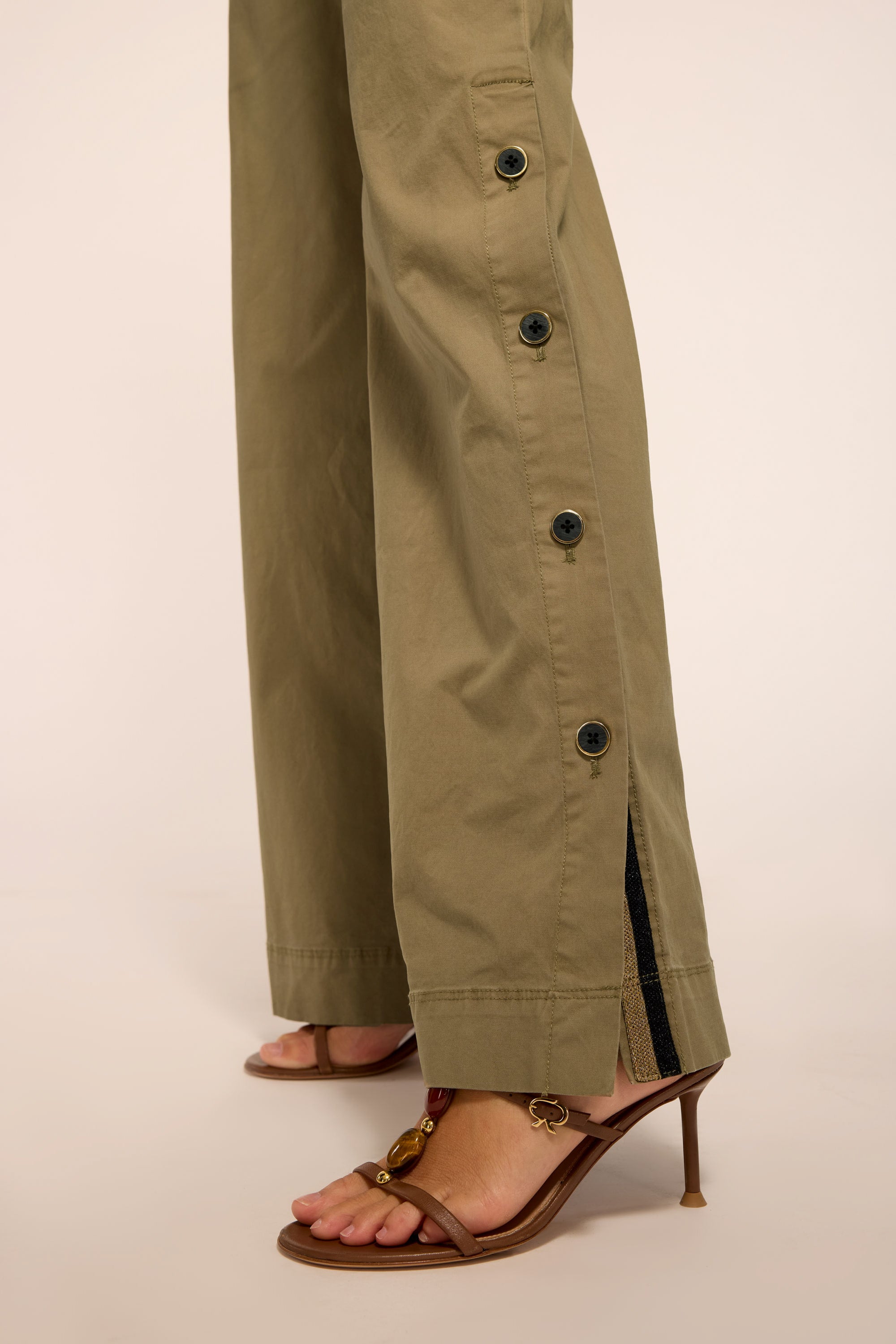 Giselle Canvas Wide Leg Pant in safari green | Ramy Brook
