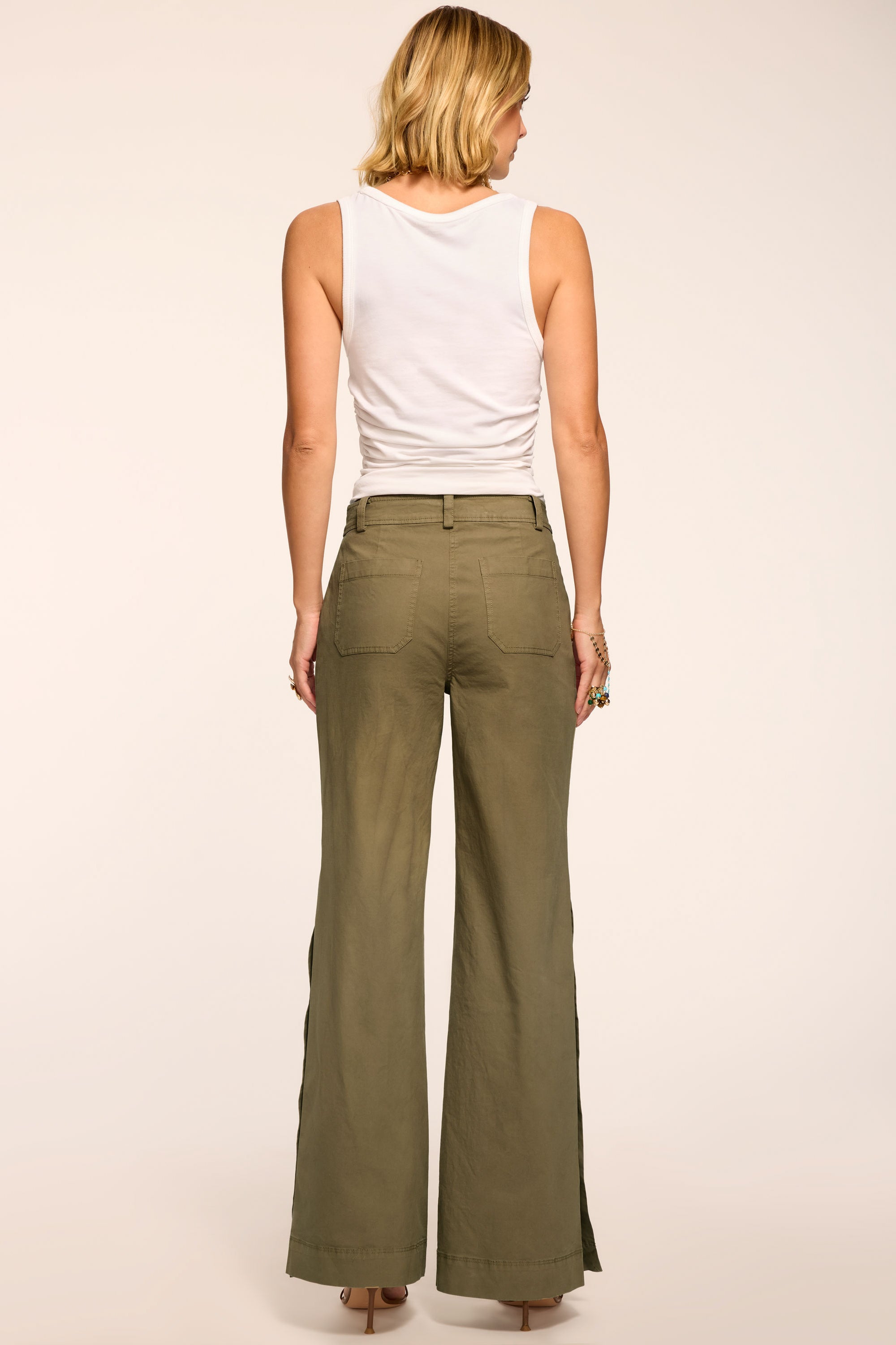 Giselle Canvas Wide Leg Pant in safari green | Ramy Brook